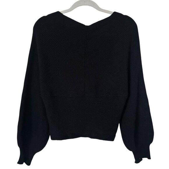 Revolve SNDYS Double Cross Ribbed Knit Sweater Womens Size XS Balloon Sleeves - Picture 7 of 8